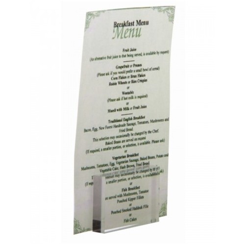 Menukaarthouder inschuif acryl afm. 8,5x3x5,5cm.