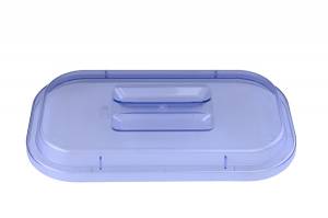 Deksel tbv schaal Metro afm. 30x17x3,3cm. kleur transparant Hotplast. temperatuur +140 °c.