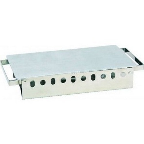 SCHOTELWARMER RVS-BOVENPLAAT ALUMINIUM VOOR 2 WAXINELICHT AFM. 37X18X5,5CM.