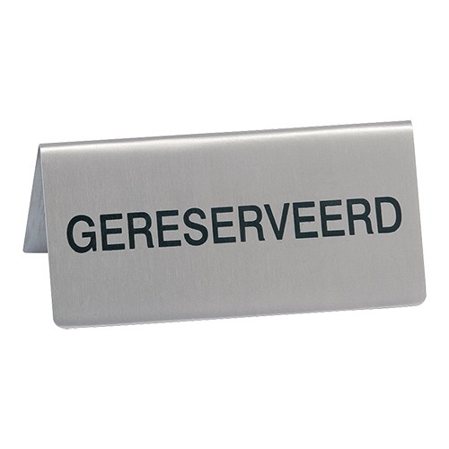 BORDJE 'GERESERVEERD' AFM. 10X4,5CM. RVS 