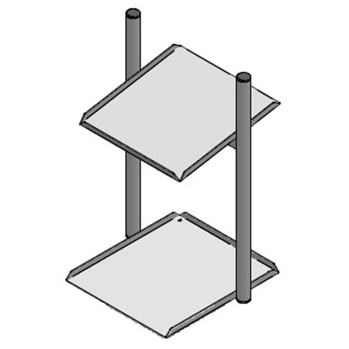 BUFFETVITRINE RECHT MODEL 2-PLATEAUS (EXCL. BAKKEN) AFM. (B)35X(D)33,5X(H)58CM. RVS TBV GN 1/2-150