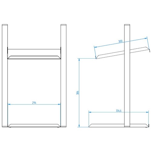 BUFFETVITRINE RECHT MODEL 2-PLATEAUS (EXCL. BAKKEN) AFM. (B)35X(D)33,5X(H)58CM. RVS TBV GN 1/2-150