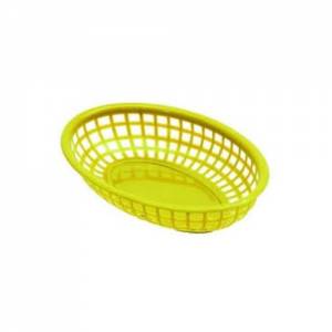 PANIER A PAIN OVALE DIM. 23X15X(H)4.5CM. PLASTIQUE JAUNE