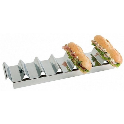 BAGUETTE DISPLAY 7 UITSPARINGEN AFM. 47,5X10,5X(H)6CM. RVS