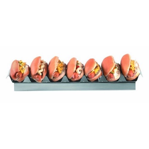 BAGUETTE DISPLAY 7 UITSPARINGEN AFM. 47,5X10,5X(H)6CM. RVS