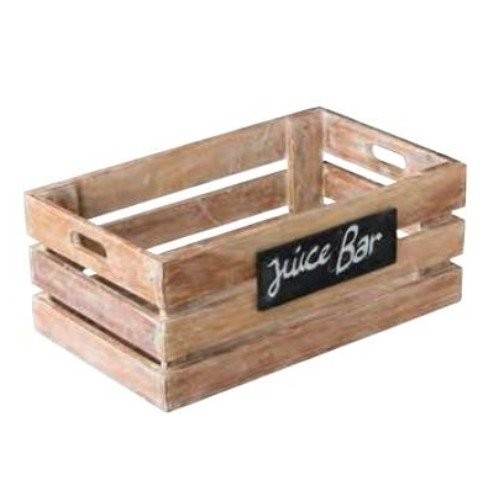 BROOD-/FRUITKRAT 6-VAKS M/BESCHRIJFBAAR KRIJTBORD AFM. 50X30X(H)20CM. MANGOHOUT 