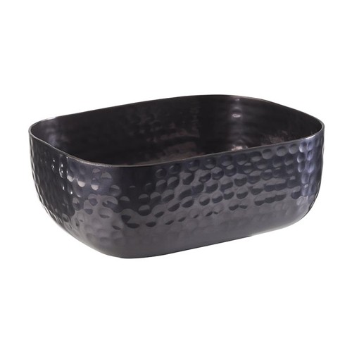 SCHAAL GEHAMERD AFM. 15,5X12X(H)5,5 CM. INH. O,7L. GUNMETAL GEHAMERD