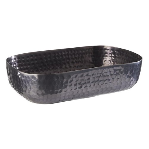 SCHAAL GEHAMERD AFM. 23X15,5X(H)6 CM. INH. 1,4L. GUNMETAL GEHAMERD