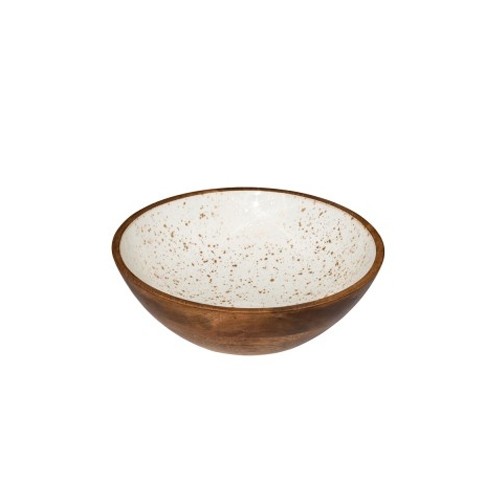 HOUTEN KOM DIAM. 25CM HGT. 7.5CM. INH. 1,9L. WIT