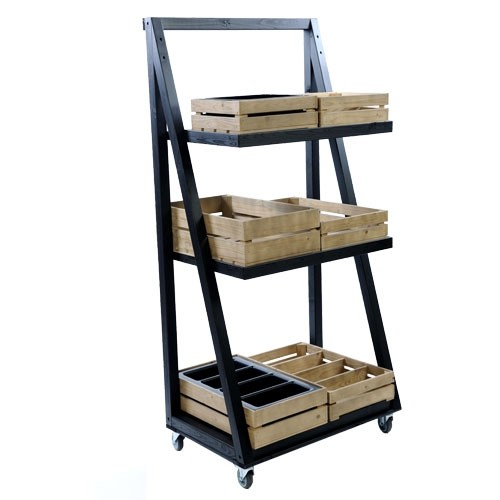 BUFFETWAGEN DAILY FOOD AFM. 79,8X50X162,2CM. HOUT IN DE KLEUR ZWART