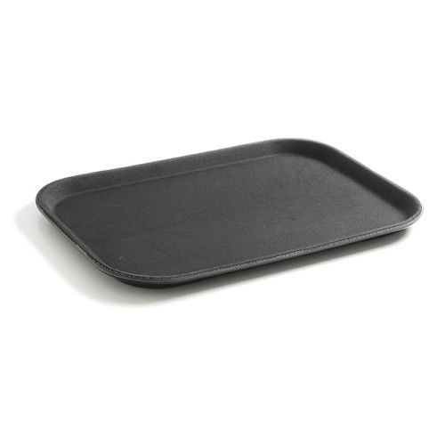 PLATEAU PLASTIQUE ANTIDÉRAPANT COULEUR NOIR DIMENSIONS RECTANGULAIRES. 35.5X25.5CM.