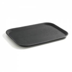 PLATEAU PLASTIQUE ANTIDÉRAPANT COULEUR NOIR DIMENSIONS RECTANGULAIRES. 35.5X25.5CM.