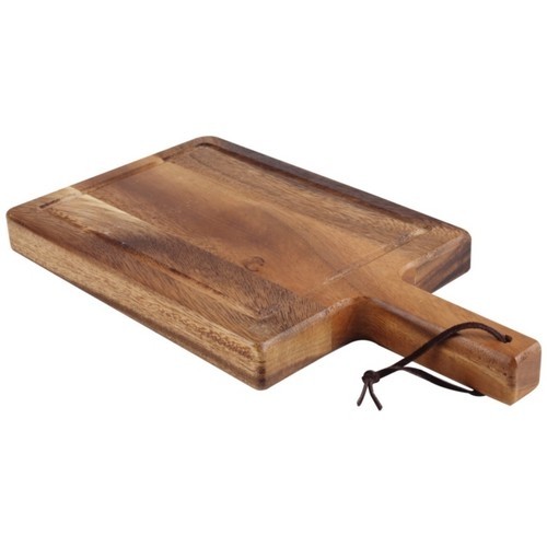 STEAKPLANK MET HANDVAT AFM. 25x17,5CM. ACACIAHOUT