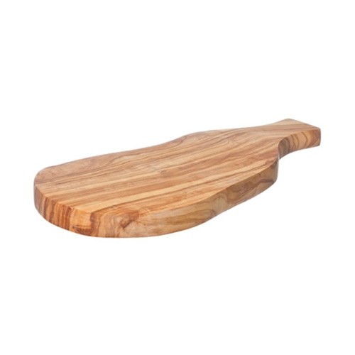 SERVEERPLANK MET HANDVAT AFM. 30x15CM. OLIJFBOOMHOUT 