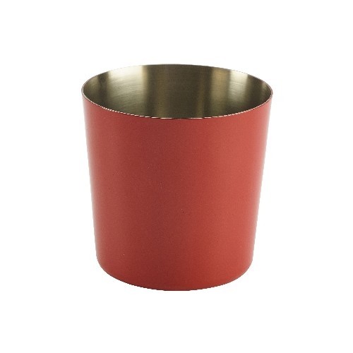 SEAU A FRITES / SEAU DE SERVICE INOX LISSE COULEUR ROUGE DIAM. 8,5 cm.